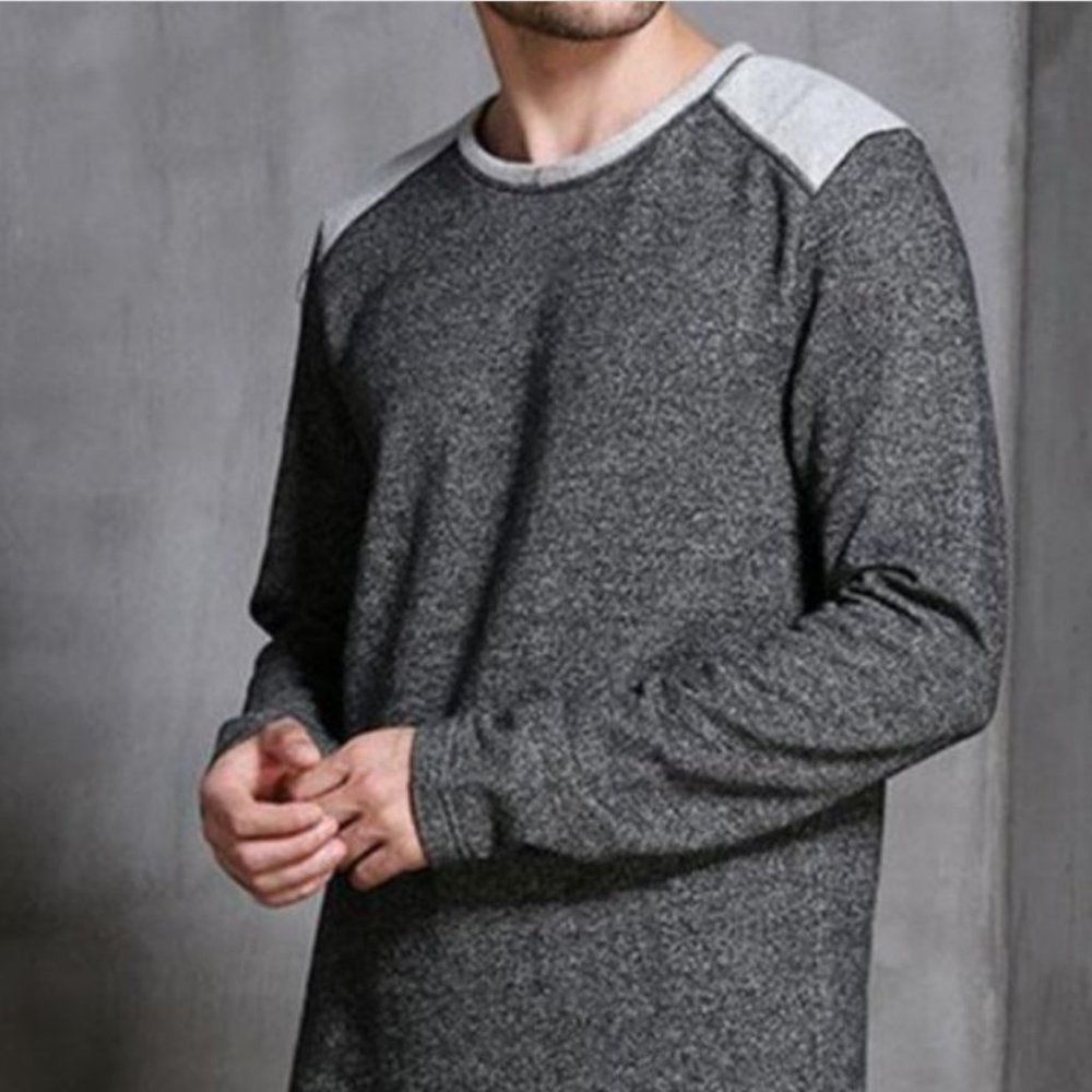 Tommy Bahama Men's Gray Two-Tone Knit Crewneck Lounge Fleece Sweater Sz XL